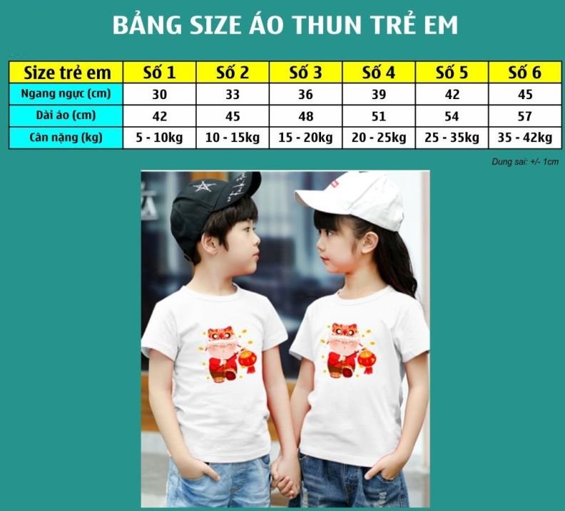 Dịch bảng size đồ quần áo của trẻ em Trung Quốc